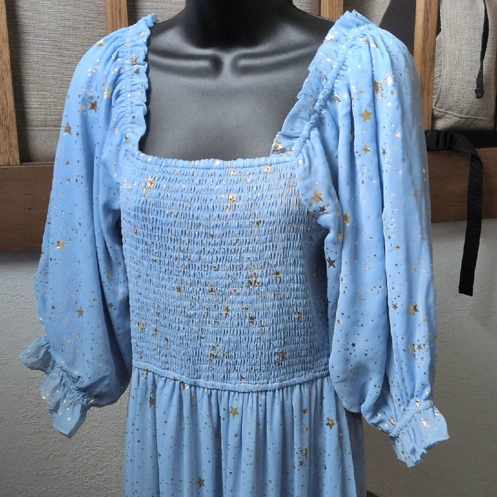 🍋✨ Ivy City Co Baby Blue Starry Nights Dress Size S - Picture 3 of 8